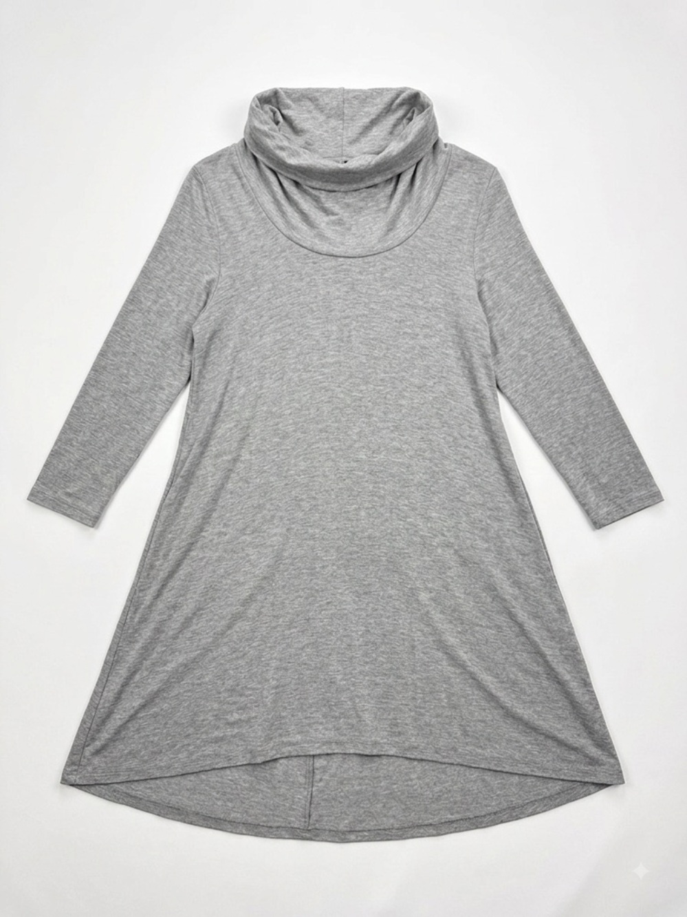 Grace Light Grey Long-Sleeve Cowl Neck Dress